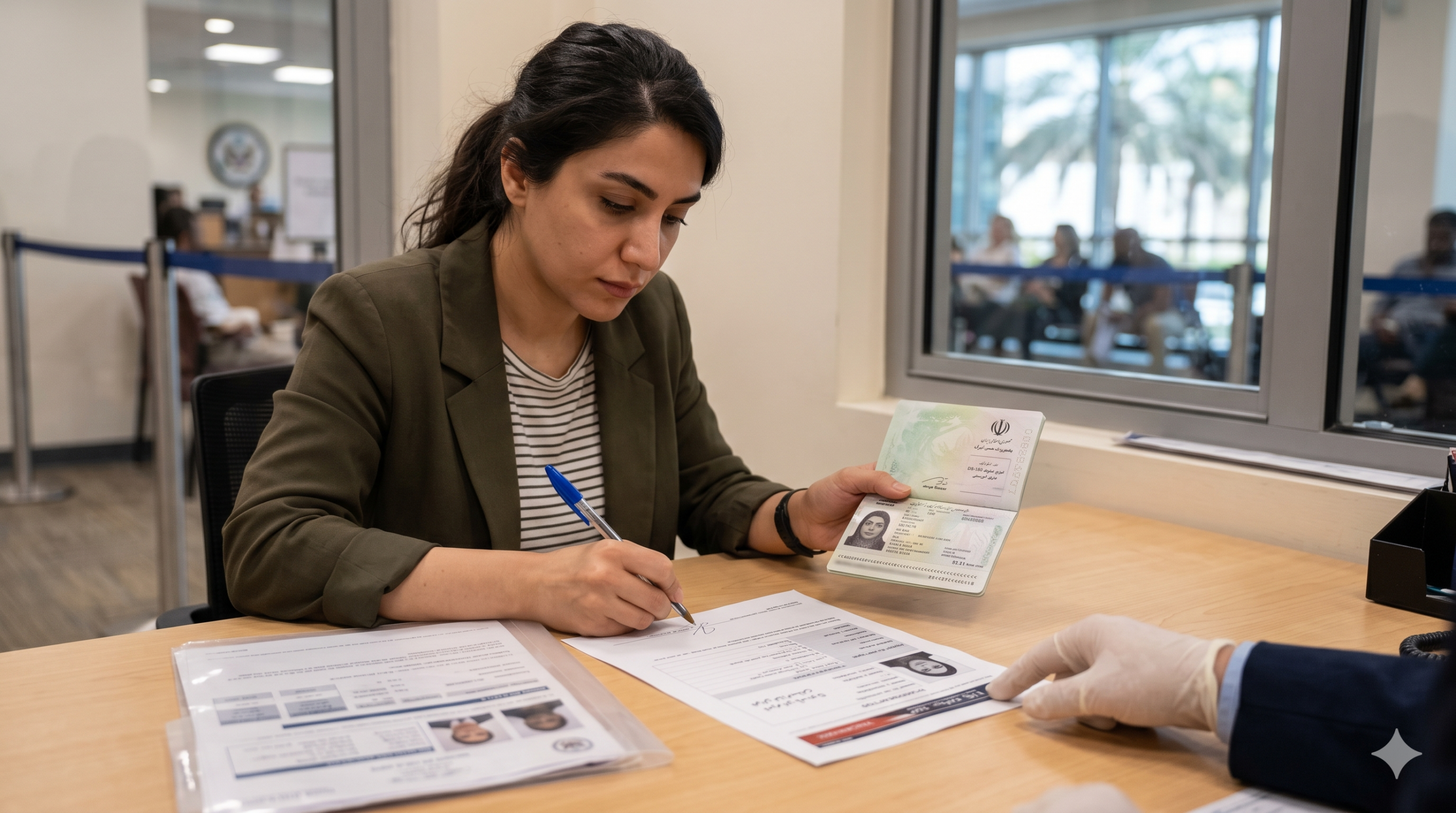 holding passport and visa entry